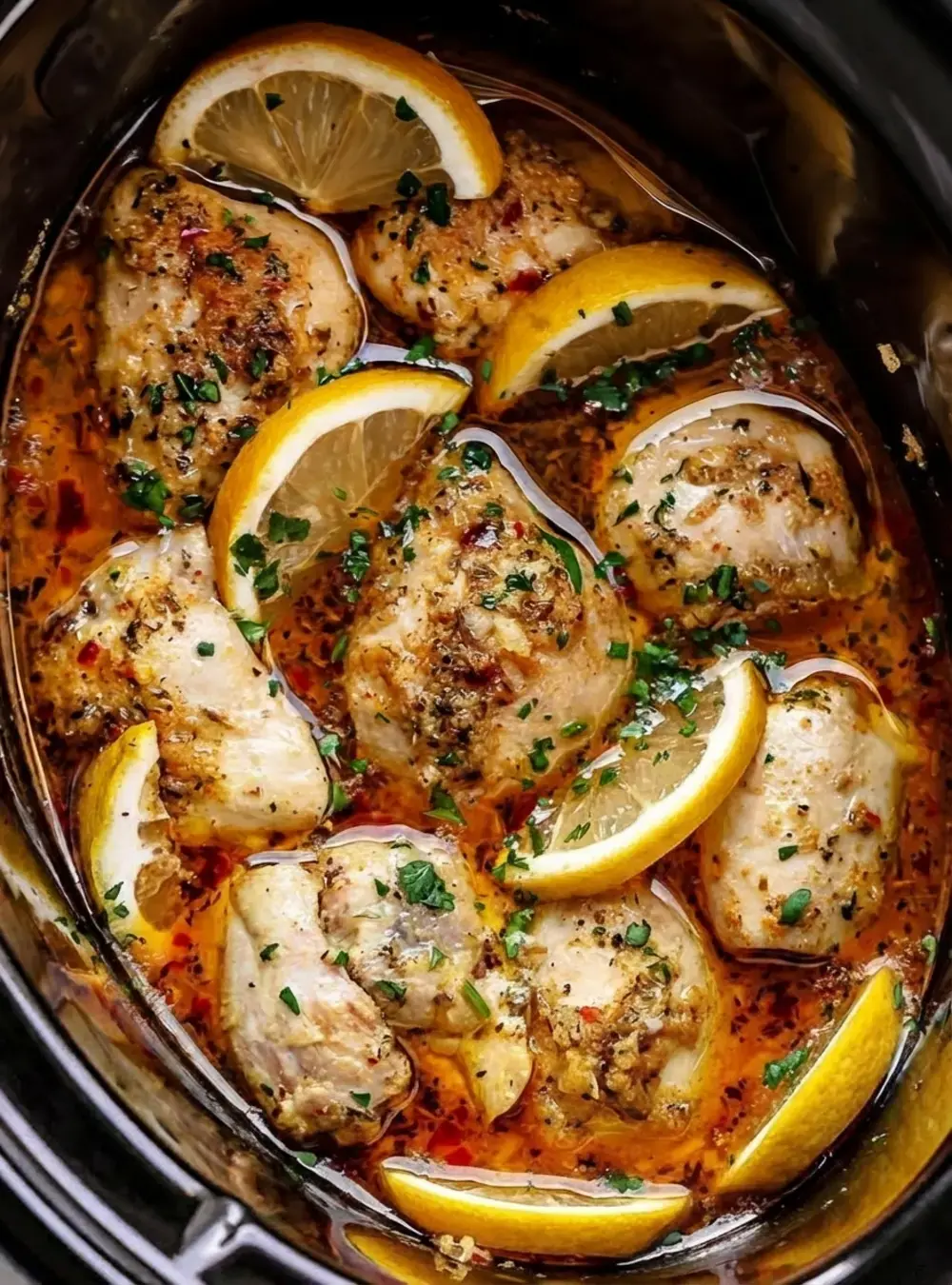 30+ Cheap Crockpot Recipes For Easy Comfort Meals, 17. Lemon Garlic Butter Chicken