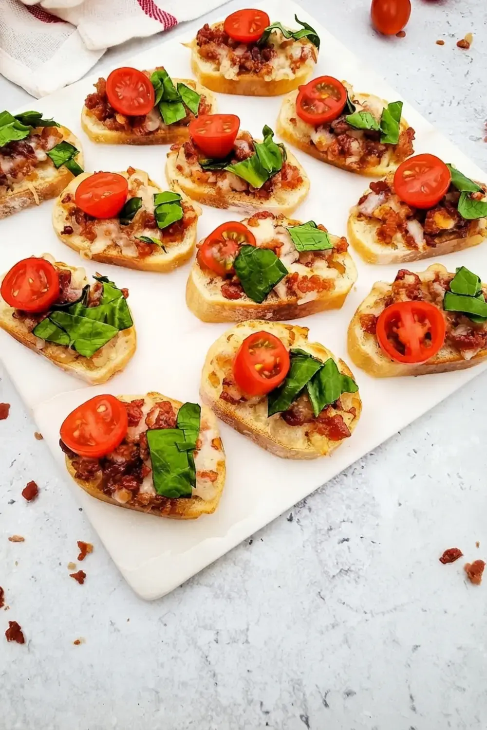 30+ One Bite Appetizers for a Crowd: Easy Finger Foods for Any Party 21 30+ One Bite Appetizers For A Crowd, Bacon Topped BLT Crostini
