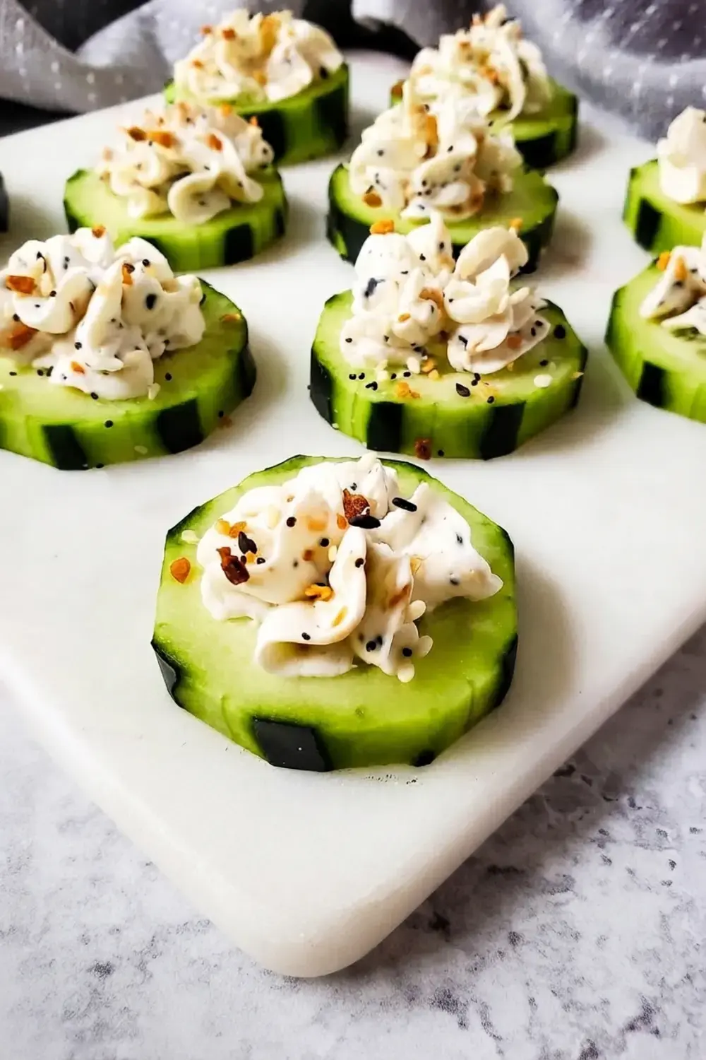 30+ One Bite Appetizers for a Crowd: Easy Finger Foods for Any Party 23 30+ One Bite Appetizers For A Crowd, Everything Bagel Cucumber Bites