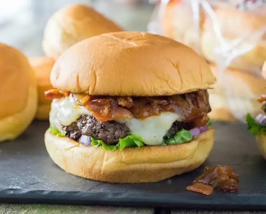 32 Best Gourmet Burger Recipes for Perfect Homemade Burgers 6 32 Best Gourmet Burger Recipes, 5. Bacon Jam Burger with Gruyere Cheese