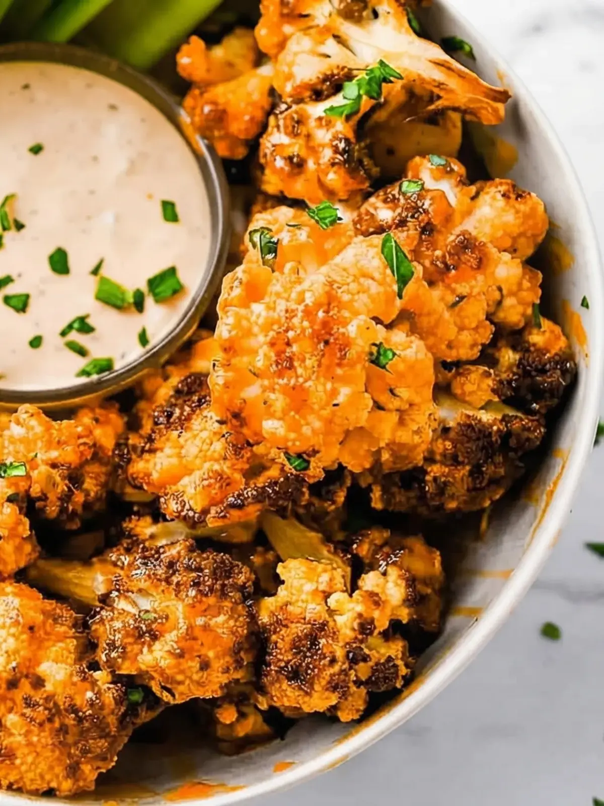35 Delicious Holiday Dishes To Make Spirits Bright: Festive Recipes for Appetizers, Sides, and Desserts 3 35 Delicious Holiday Dishes To Make Spirits Bright, Air Fryer Buffalo Cauliflower