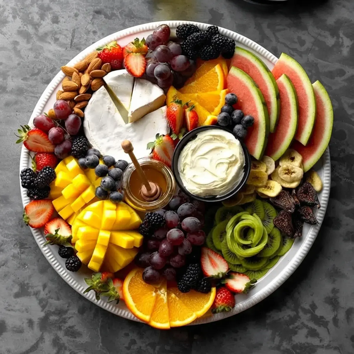 37 Colorfully Delicious Fruit Charcuterie Board Ideas, 1. Fruit and Cheese Board