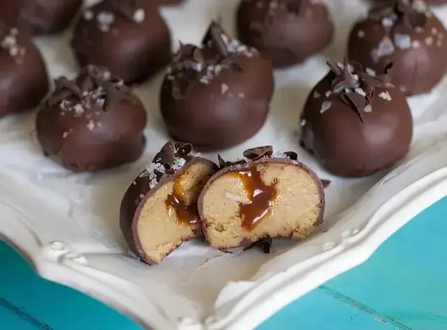 52 Best Christmas Truffles Recipes, 44. Salted Caramel Cookie Dough Truffles