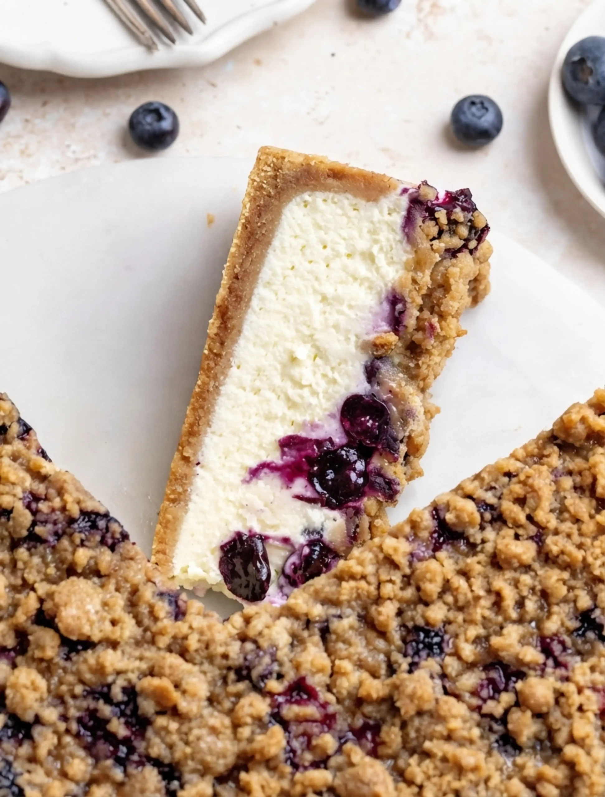 Blueberry Crumble Cheesecake: Creamy Baked Cheesecake with a Buttery Crumble Topping 12 Blueberry Crumble Cheesecake