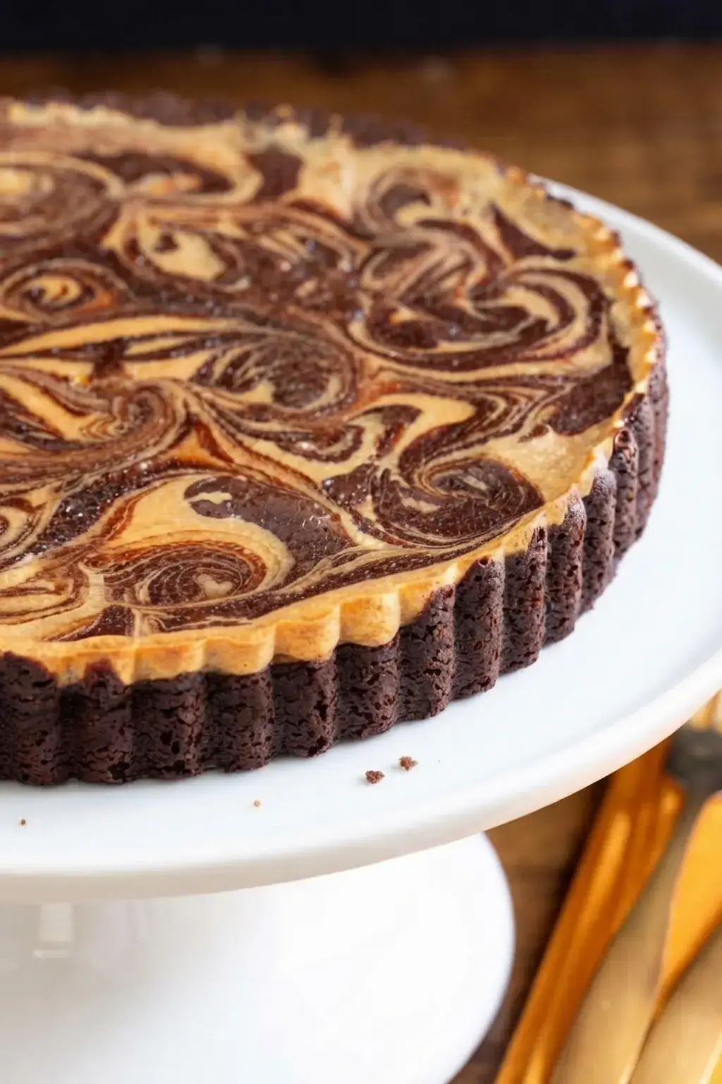 Cream Cheese Brownie Tart, The easy swirls