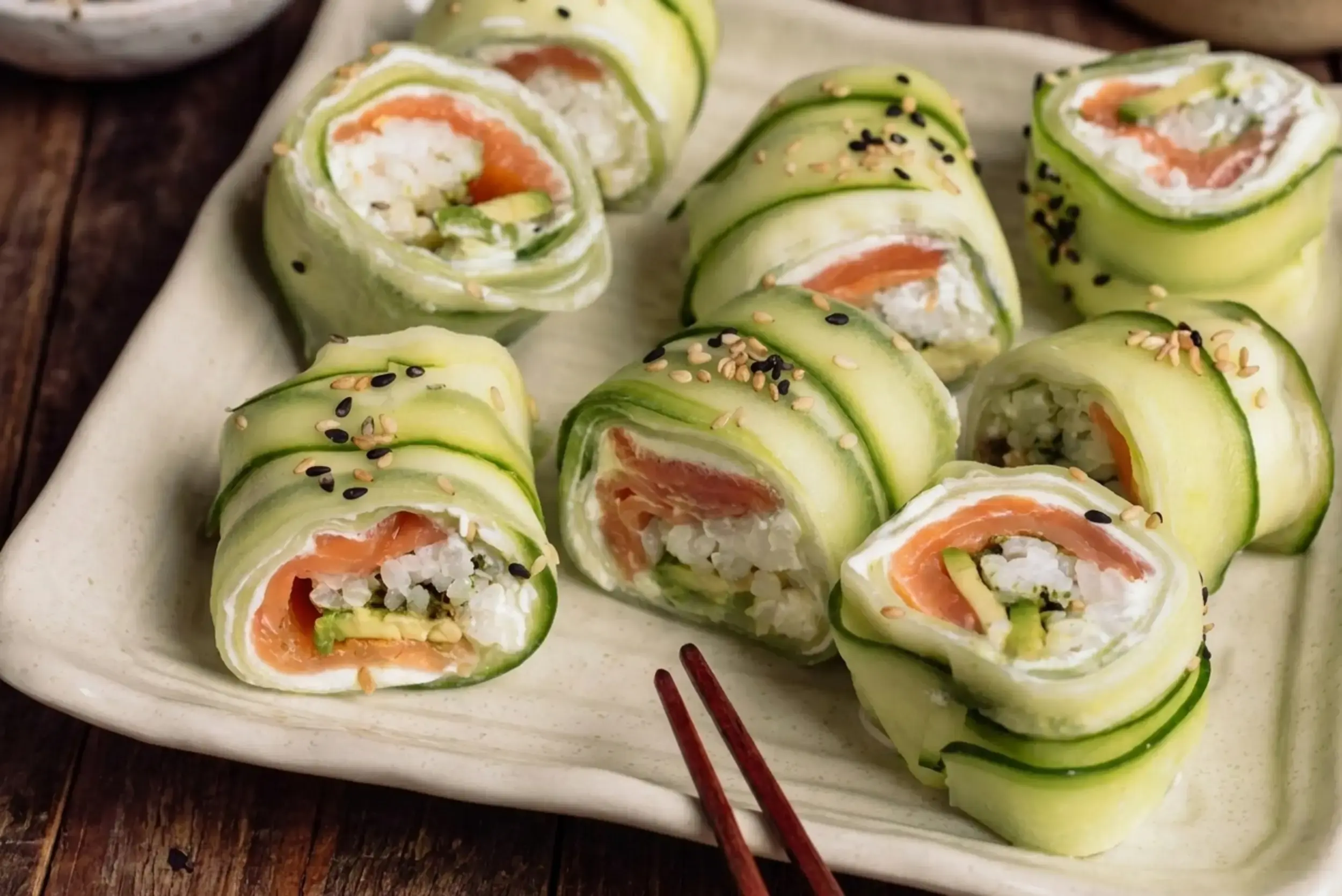 Cucumber Wrapped Sushi Roll