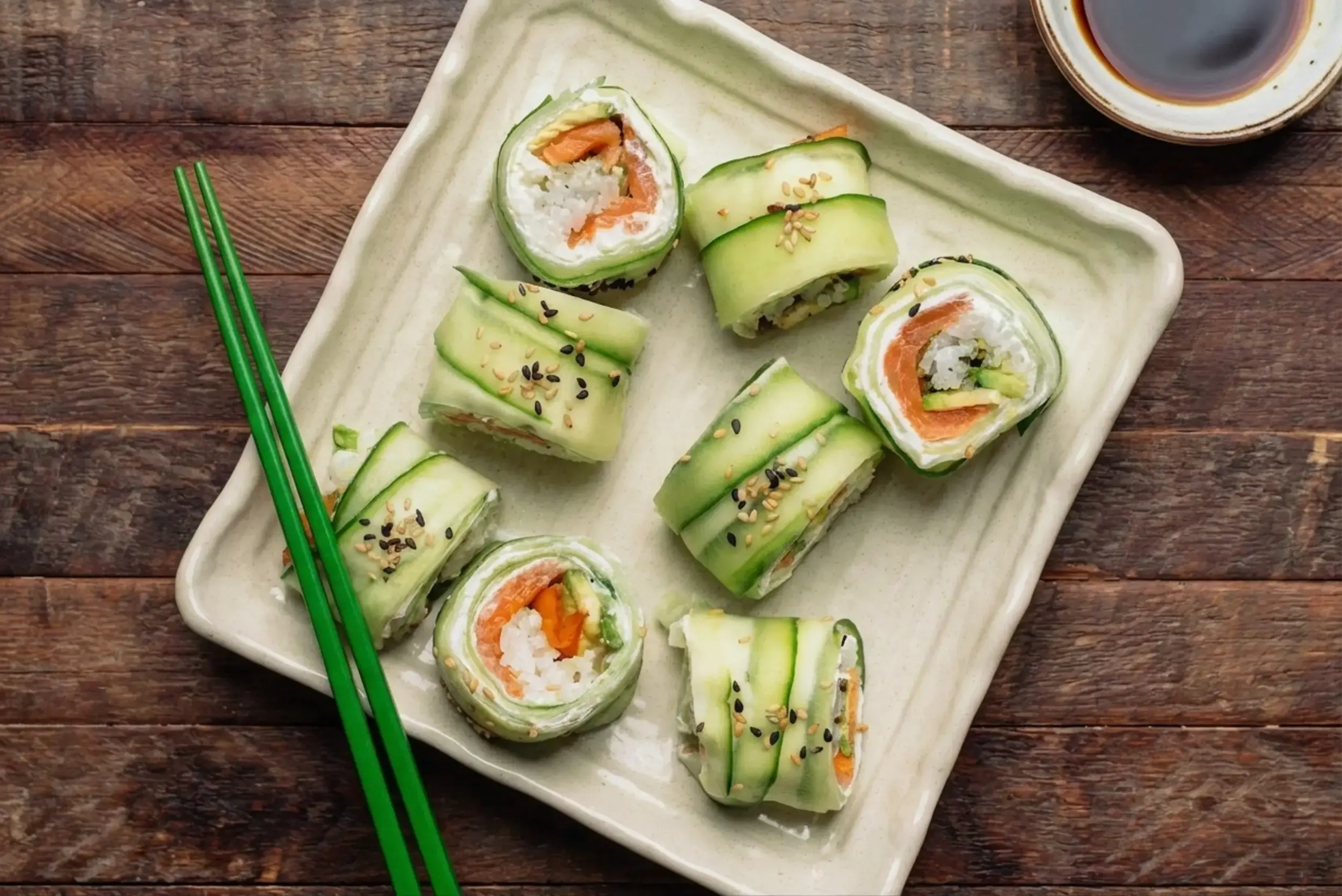 Cucumber Wrapped Sushi Roll