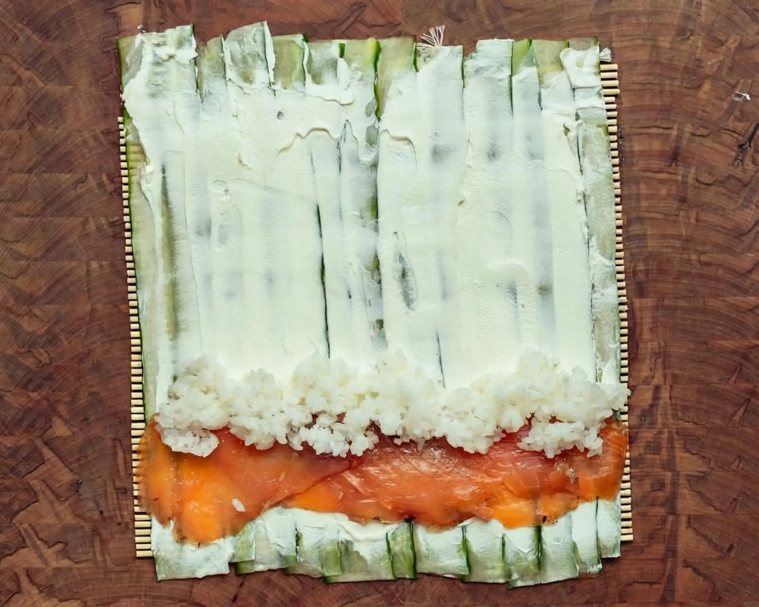 Cucumber Wrapped Sushi Roll, how to assemble Cucumber Wrapped Sushi Roll