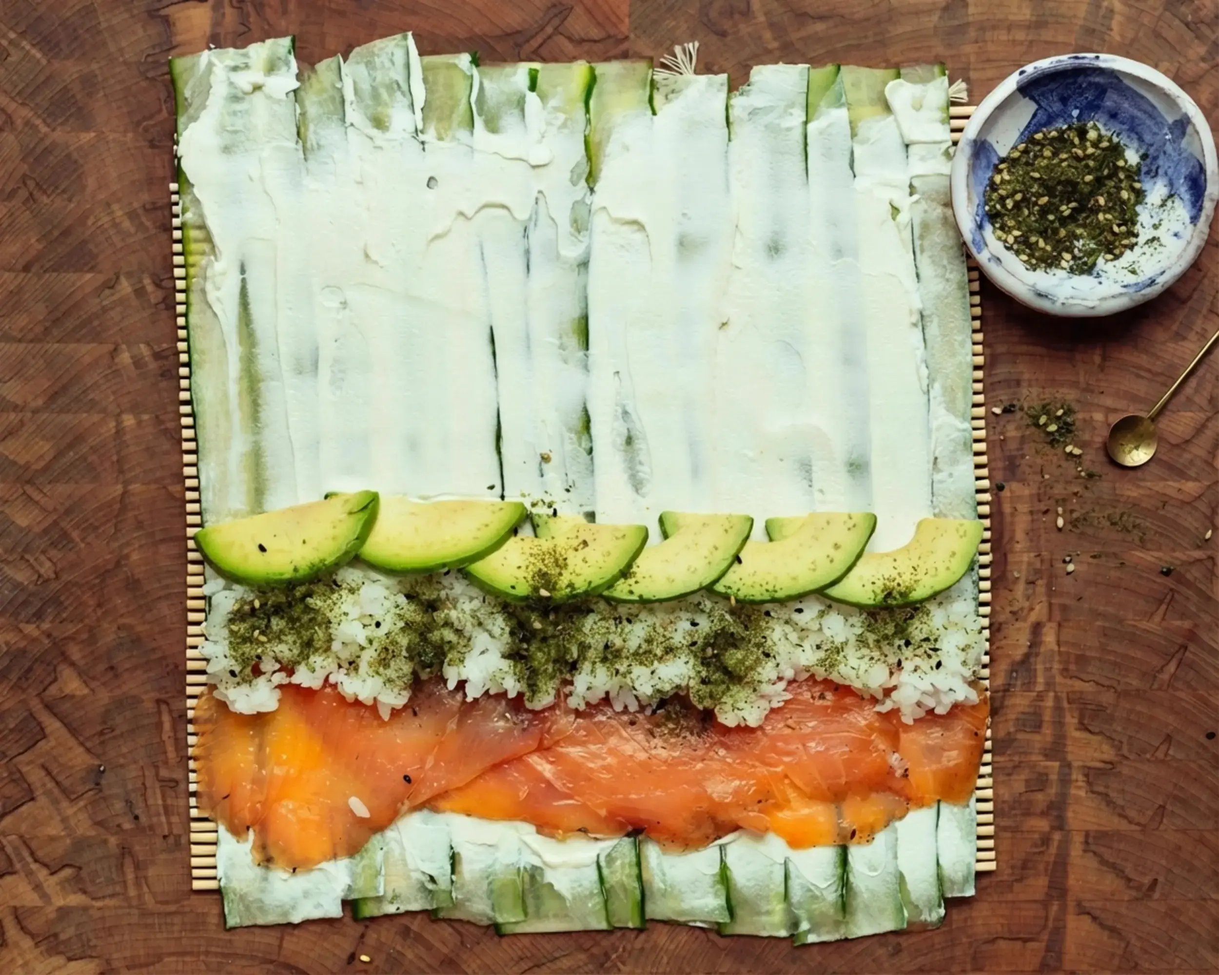 Cucumber Wrapped Sushi Roll, how to assemble Cucumber Wrapped Sushi Roll