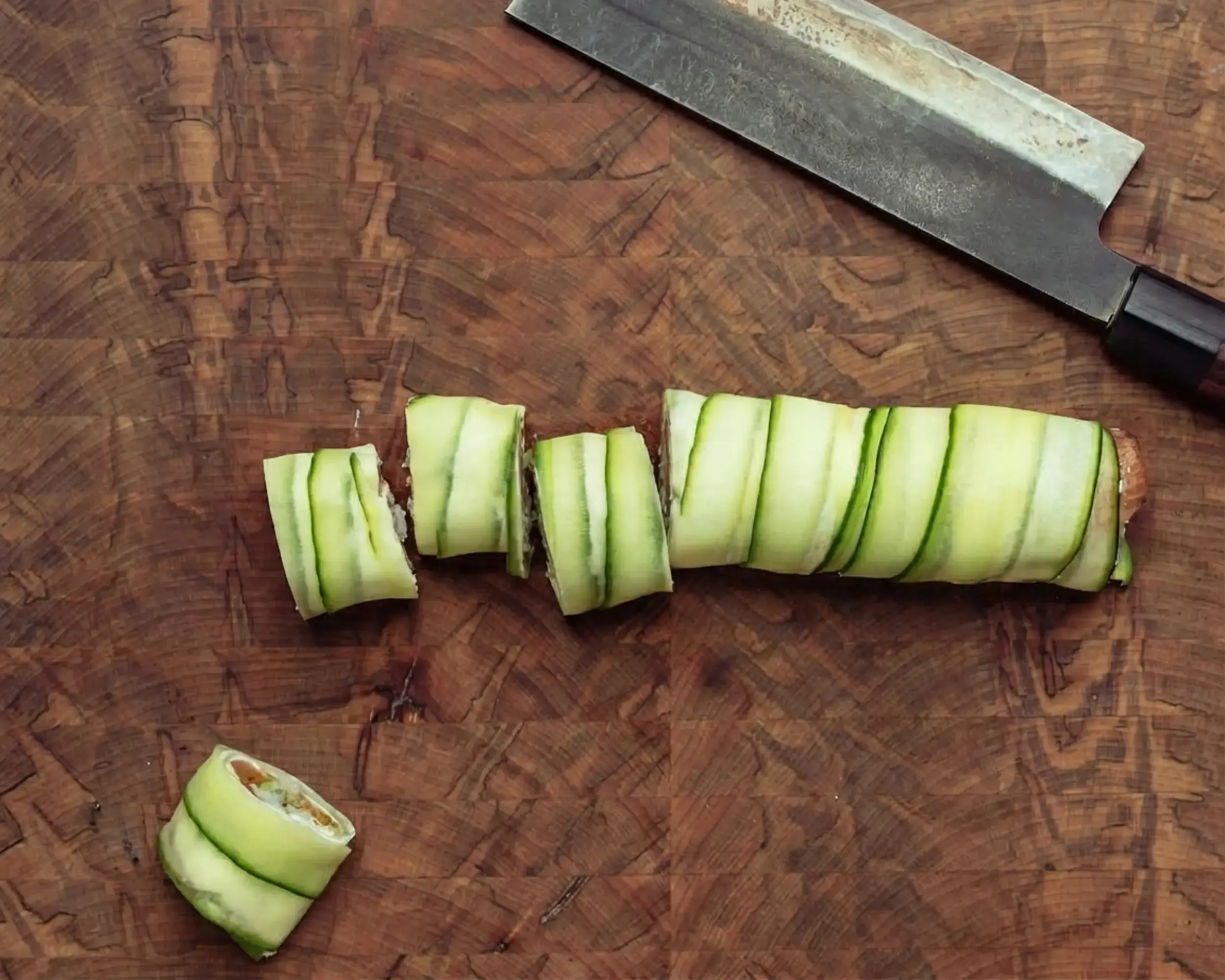 Cucumber Wrapped Sushi Roll, how to assemble Cucumber Wrapped Sushi Roll