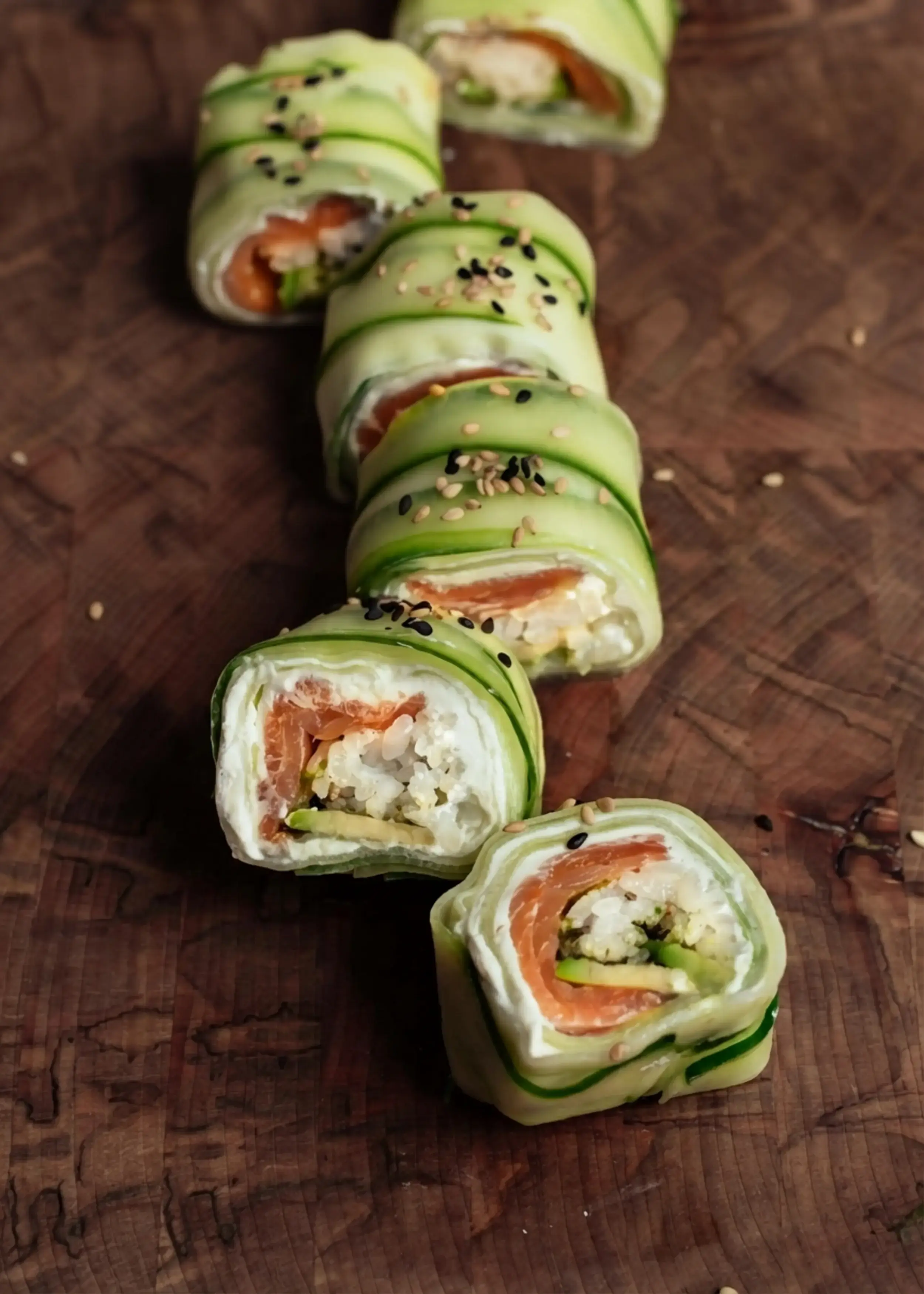 Cucumber Wrapped Sushi Roll, Japanese Curry Udon (Kare Udon) (1 of 2)