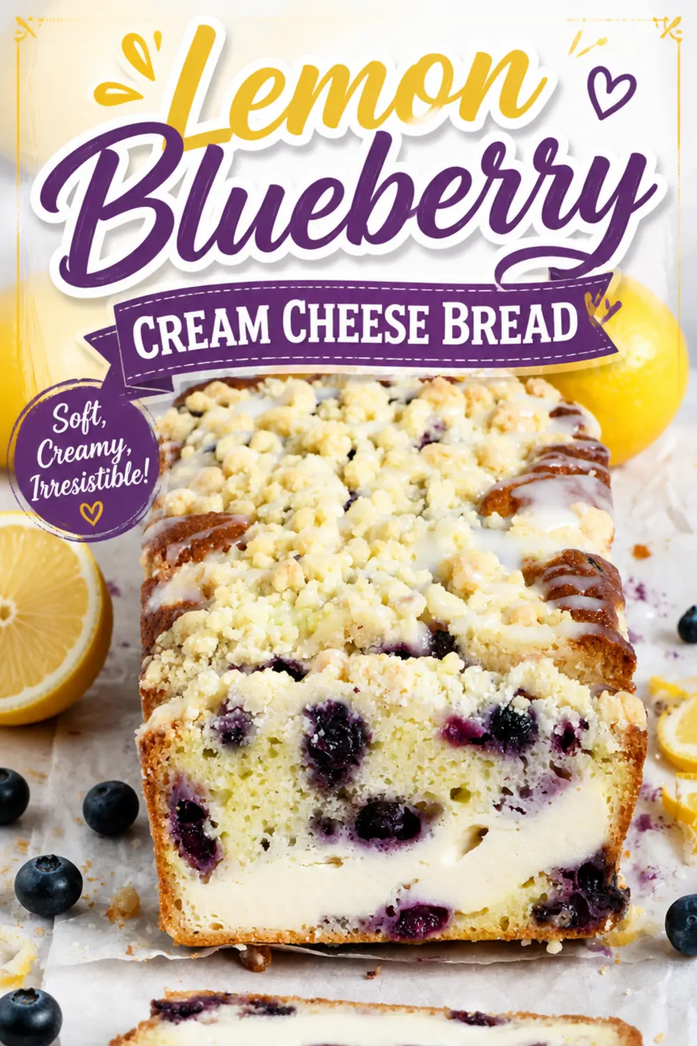 Lemon Blueberry Cream Cheese Bread