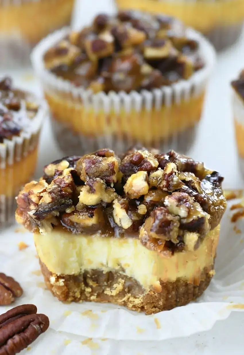 Mini Pecan Pie Cheesecakes Recipe for Your Holiday Table 9 Mini Pecan Pie Cheesecakes