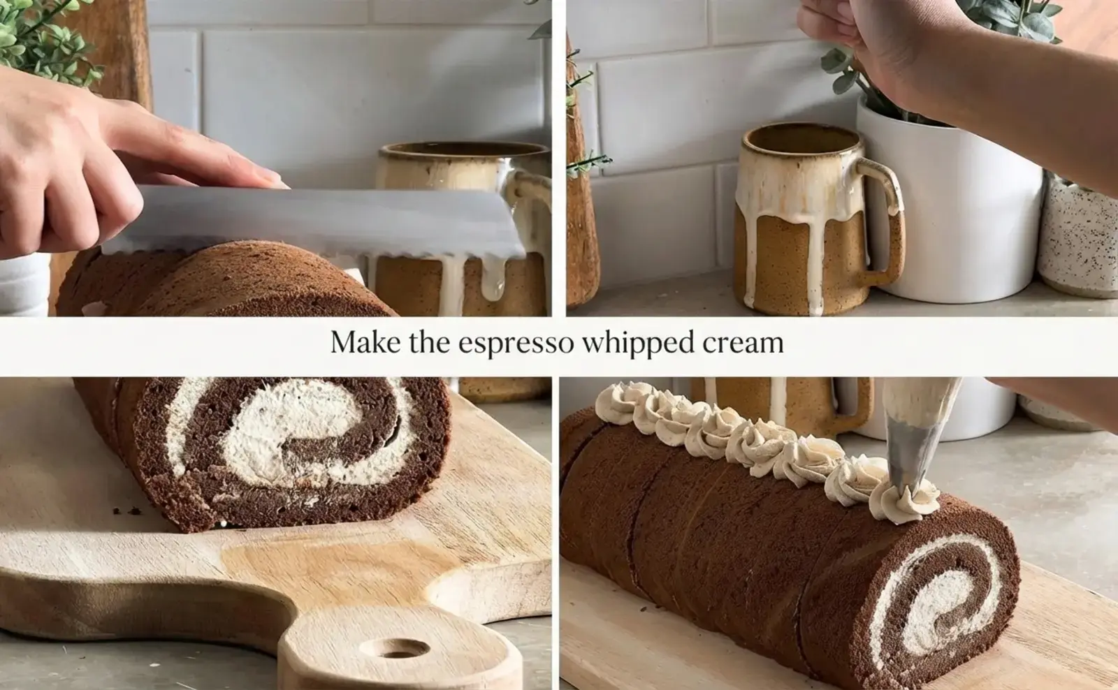 Mocha Roll Cake, Make the espresso whipped cream