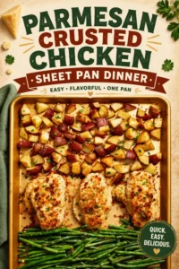 Parmesan Crusted Chicken Sheet Pan Dinner