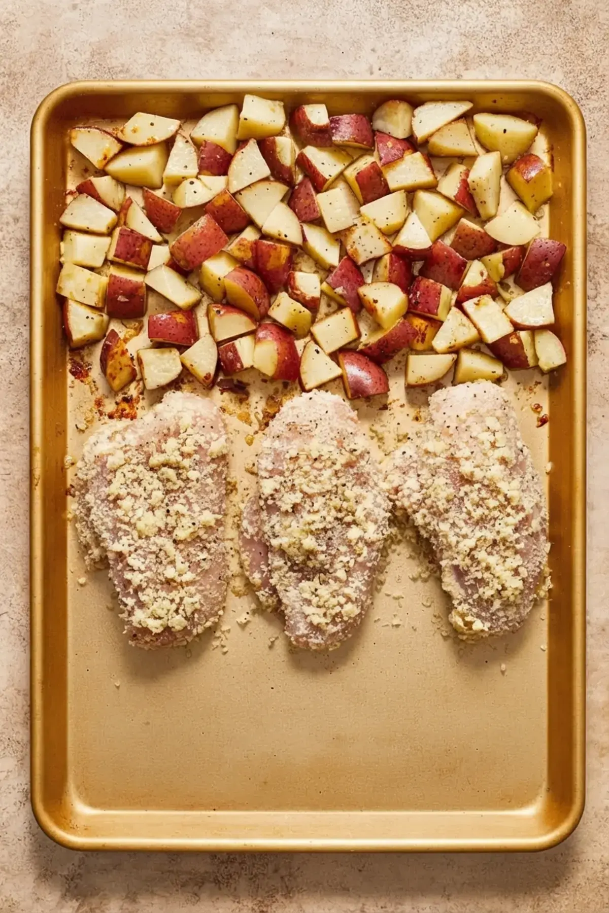 Parmesan Crusted Chicken Sheet Pan Dinner, Step-by-Step Instructions