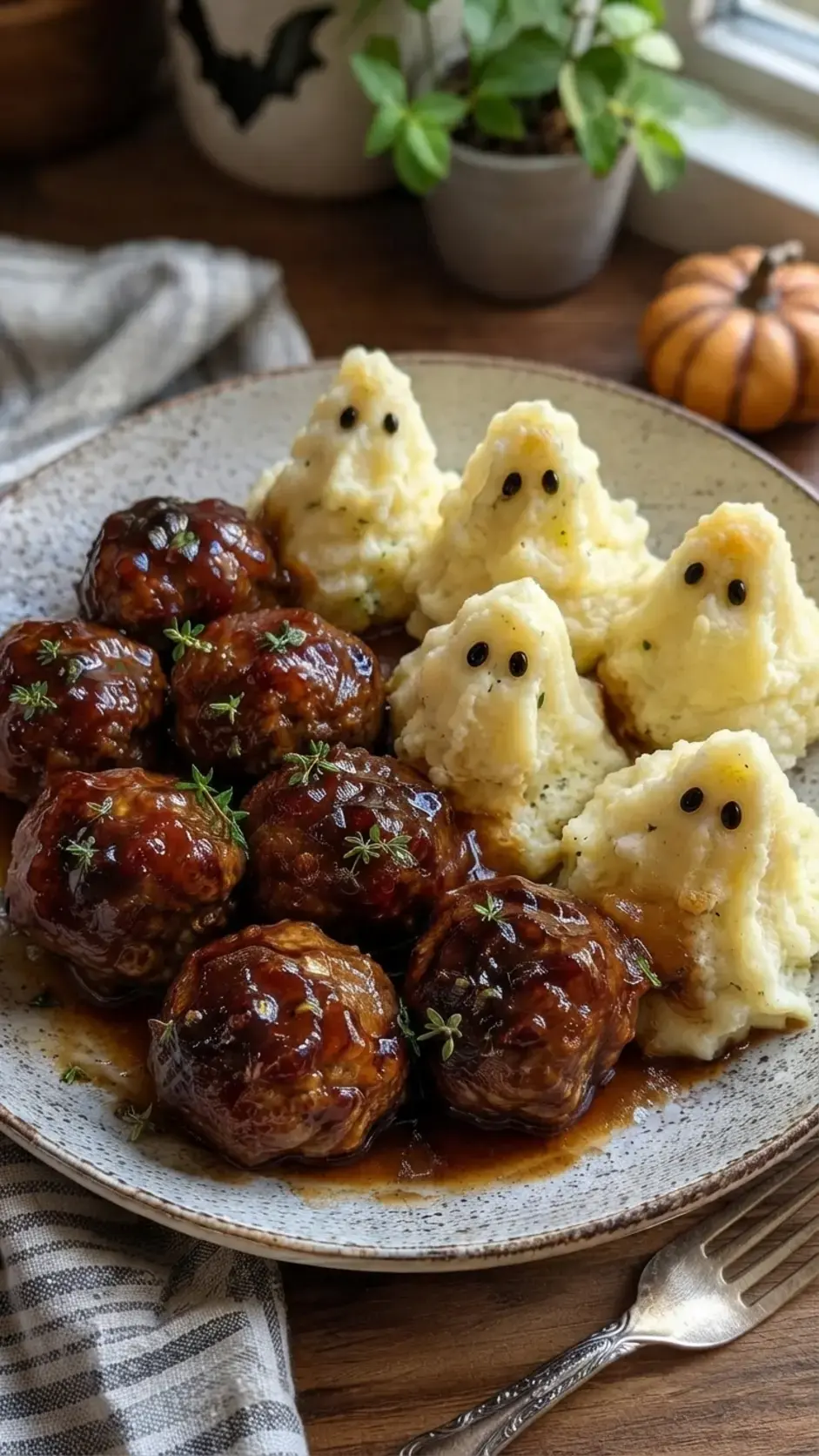 Regulation Toolkits, 3. Apple Cider Glazed Pork Meatballs With Garlic Mashed Potato Ghosts