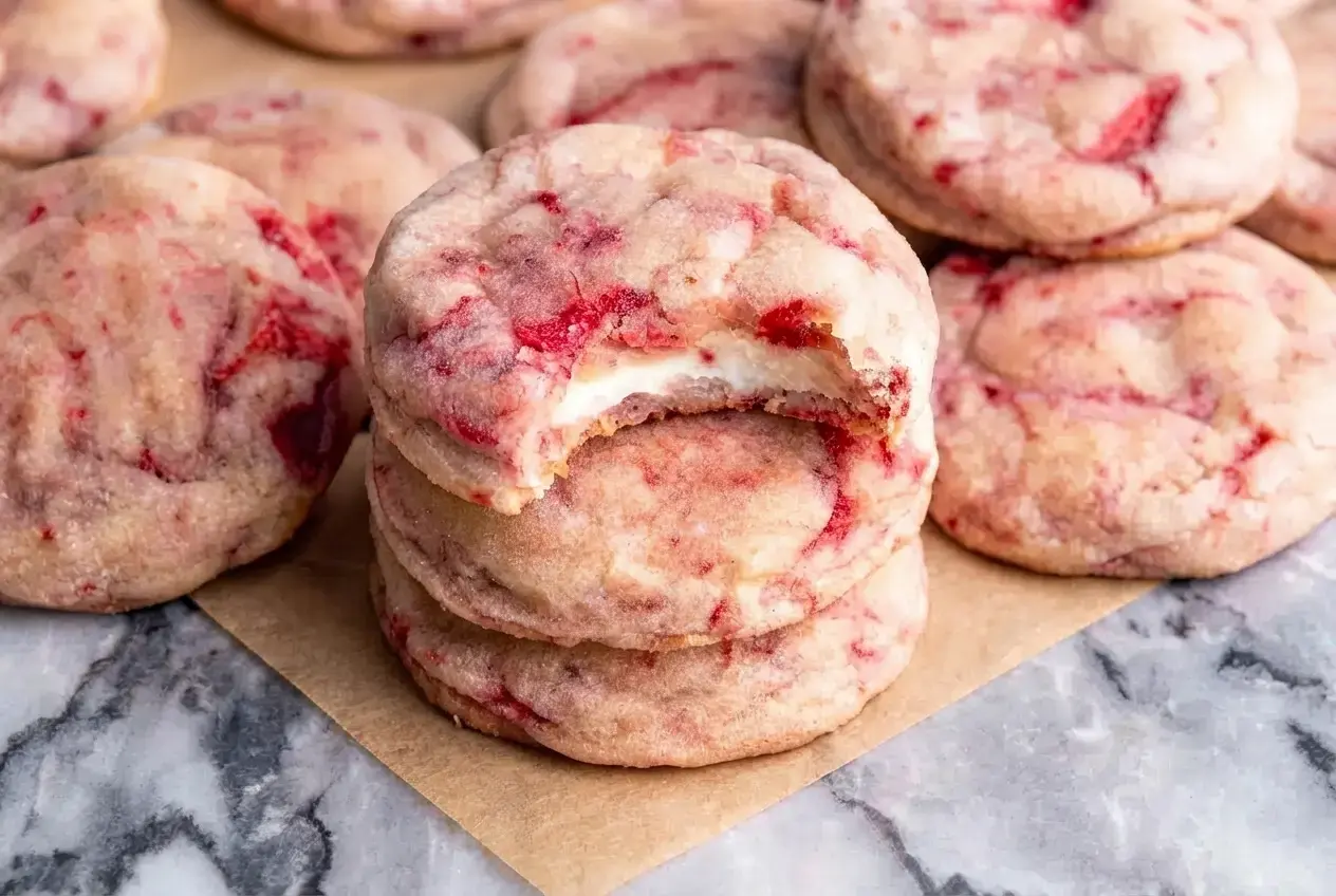 Stuffed Strawberry Cheesecake Cookies With Brown Butter